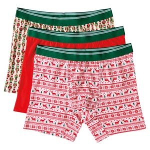 Holiday Boxers Merry Moments 3 Pack Holiday Boxers, M, Red/AllOverPrint